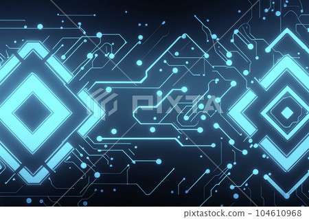 Digital transformation conceptual for next generation technology era. 3D illustration, concept image. Embossed mesh representing internet connections in cloud computing. Background. Technology. 104610968