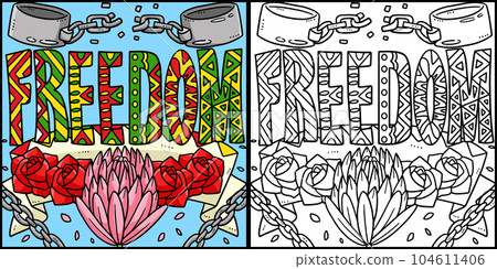 Juneteenth Freedom Coloring Page Illustration 104611406