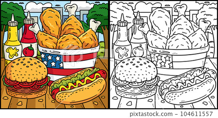 4th Of July Traditional Food Coloring Illustration 104611557