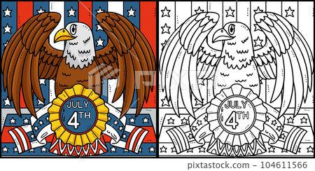 4th Of July American Eagle Ribbon Illustration 4th Of July American Eagle Ribbon Illustration 104611566