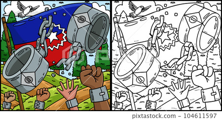 Juneteenth Broken Hand Shackles Illustration Juneteenth Broken Hand Shackles Illustration 104611597