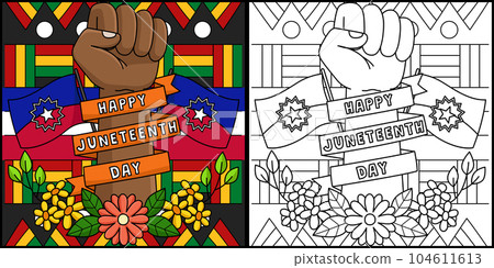 Happy Juneteenth Day Coloring Page Illustration 104611613