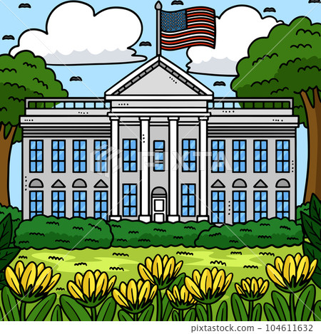 4th Of July White House Colored Cartoon I 104611632