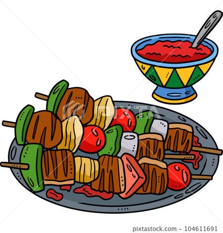 Kebab Cartoon Colored Clipart Illustration Kebab Cartoon Colored Clipart Illustration 104611691