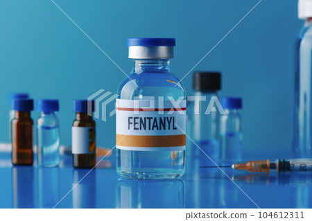 simulated vial of fentanyl 104612311