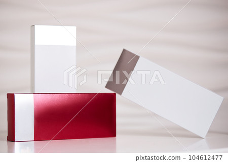 white and red boxes with fillers. health care, medical and phapmacy concept , 104612477