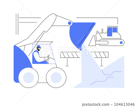Skid steer loader abstract concept vector illustration. 104613046