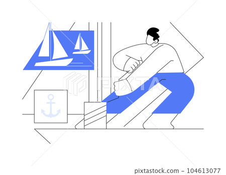 Yacht maneuvering abstract concept vector illustration. Yacht maneuvering abstract concept vector illustration. 104613077