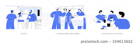 Construction site facilities abstract concept vector illustrations. 104613682