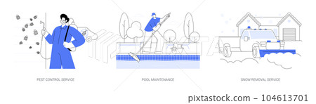 Private house maintenance abstract concept vector illustrations. Private house maintenance abstract concept vector illustrations. 104613701