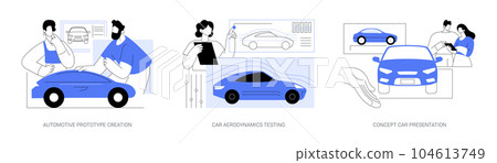 Vehicle prototype abstract concept vector illustrations. 104613749