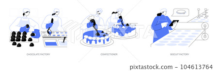 Chocolate making abstract concept vector illustrations. 104613764