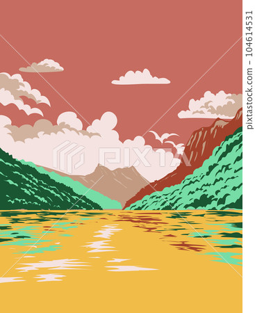 Ba Be National Park in Bac Kan Province Vietnam WPA Art Deco Poster Ba Be National Park in Bac Kan Province Vietnam WPA Art Deco Poster 104614531