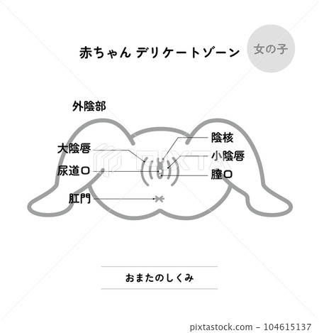 Baby's delicate zone: Omata girl (monochrome/with explanatory image) 104615137