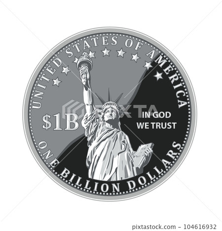One Billion Dollar Coin of United States of America Isolated One Billion Dollar Coin of United States of America Isolated 104616932