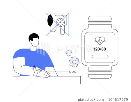 Smartwatch blood pressure monitoring abstract concept vector illustration. 104617979