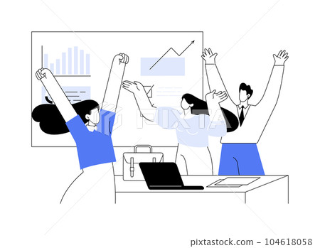 Celebrate product success abstract concept vector illustration. 104618058