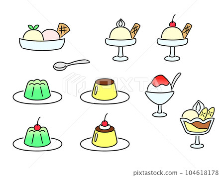Illustration set of cold desserts - Stock Illustration [104618178] - PIXTA