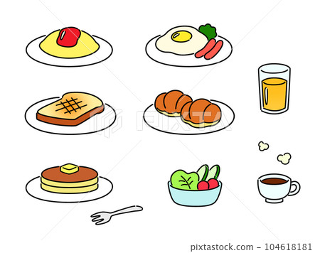 Breakfast illustration set Western food 104618181