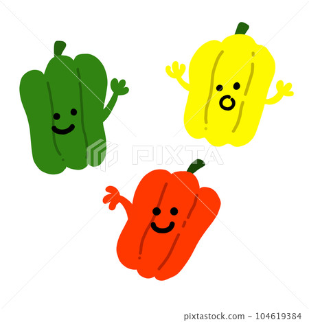 Green pepper paprika character hand drawn color illustration material Green pepper paprika character hand drawn color illustration material 104619384