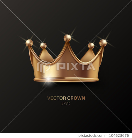 Vector 3d Realistic Golden Sparkling Shiny Crown Icon Closeup Isolated. Yellow Metallic Crown Design Template. Gold Royal King Crown. Symbol of Imperial Power. Luxury, Wealth and Power. Front View Vector 3d Realistic Golden Sparkling Shiny Crown Icon Closeup Isolated. Yellow Metallic Crown Design Template. Gold Royal King Crown. Symbol of Imperial Power. Luxury, Wealth and Power. Front View 104628676