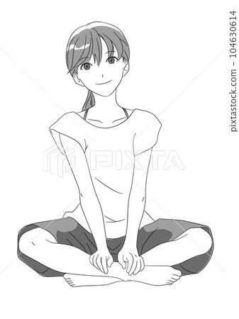 Sitting woman, relax wear smile monochrome Sitting woman, relax wear smile monochrome 104630614