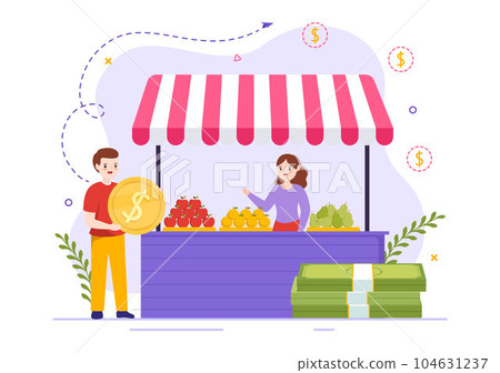 Small Business Loan Vector Illustration with Store Support Protection and Growth to Develop in Flat Cartoon Hand Drawn Background Templates 104631237
