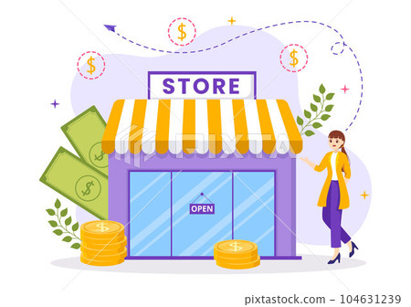 Small Business Loan Vector Illustration with Store Support Protection and Growth to Develop in Flat Cartoon Hand Drawn Background Templates 104631239