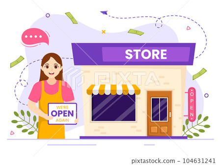 Small Business Loan Vector Illustration with Store Support Protection and Growth to Develop in Flat Cartoon Hand Drawn Background Templates 104631241