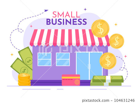 Small Business Loan Vector Illustration with Store Support Protection and Growth to Develop in Flat Cartoon Hand Drawn Background Templates 104631246