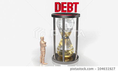 The business man and sand clock for debt concept 3d rendering The business man and sand clock for debt concept 3d rendering 104631927