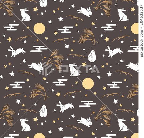 Seamless rabbit pattern illustration for the full moon Seamless rabbit pattern illustration for the full moon 104632537