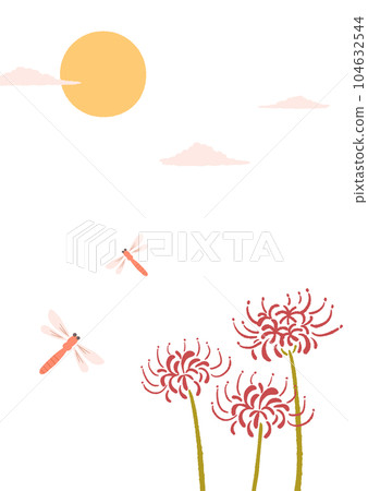 秋季紅蜻蜓和簇孤挺花圖 104632544