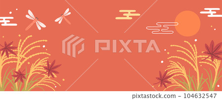 Illustration of autumn landscape and red dragonfly Illustration of autumn landscape and red dragonfly 104632547