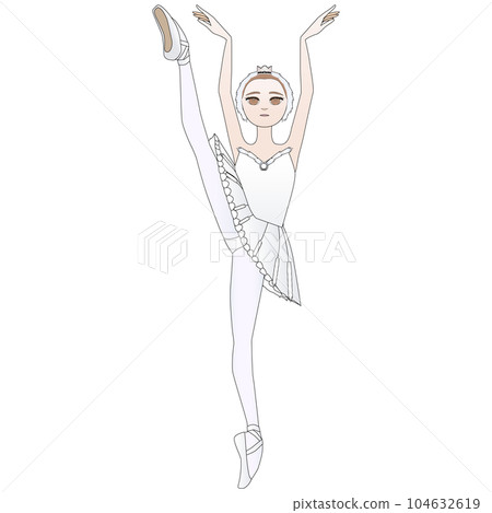 舞者插圖_i 芭蕾舞演員在芭蕾舞劇《天鵝湖》中跳舞奧黛特的形象_主線 104632619
