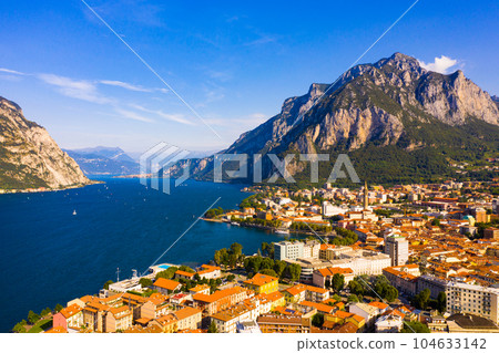 Italian city of Lecco on shore of Lake Como 104633142