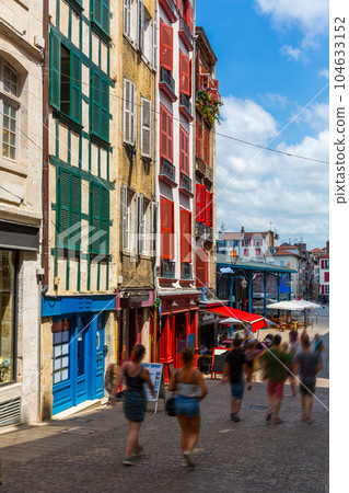 Half-timbered houses in Bayonne city center. France 104633152