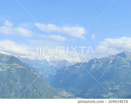 The Jungfrau seen from the Harder Kulm observatory in the European Alps in early summer The Jungfrau seen from the Harder Kulm observatory in the European Alps in early summer 104634678