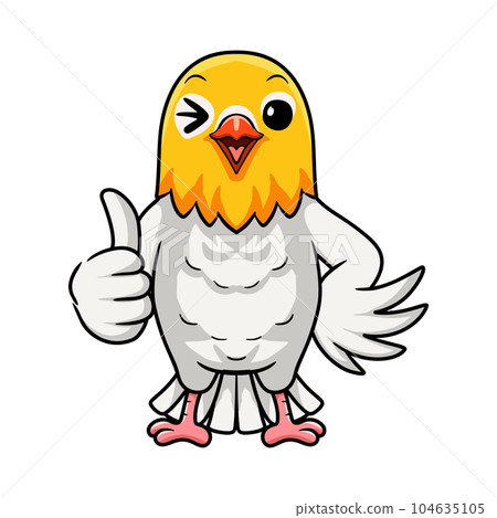 Cute opaline pale fallow lovebird cartoon giving thumb up Cute opaline pale fallow lovebird cartoon giving thumb up 104635105