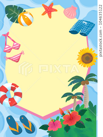 手繪炫麗水面趣味夏日框架(豎式) 手繪炫麗水面趣味夏日框架(豎式) 104635122