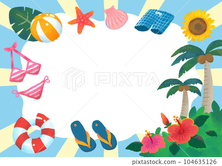 Hand-drawn dazzling and fun summer frame (transparent) 104635126