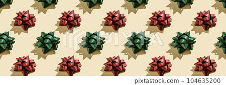 A pattern of many red and green gift bows. A pattern of many red and green gift bows. 104635200