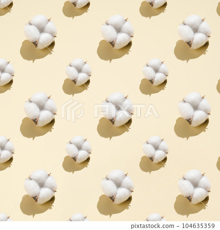 Cotton pattern on a light beige background. 104635359