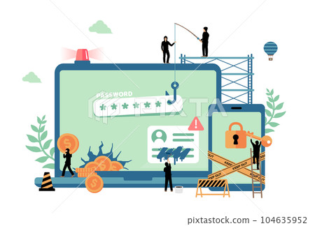Internet security / cyber crime (hacking / information leakage) vector illustration Internet security / cyber crime (hacking / information leakage) vector illustration 104635952