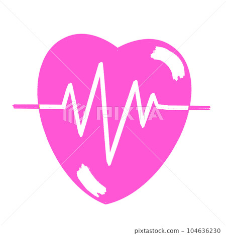 Cute little pink heartbeat hand draw 104636230