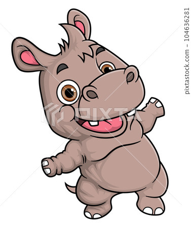 Cartoon funny little hippopotamus posing of illustration Cartoon funny little hippopotamus posing of illustration 104636281