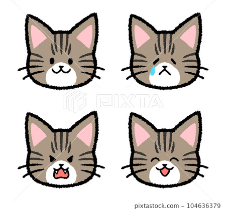 Pheasant cat facial expression set Pheasant cat facial expression set 104636379