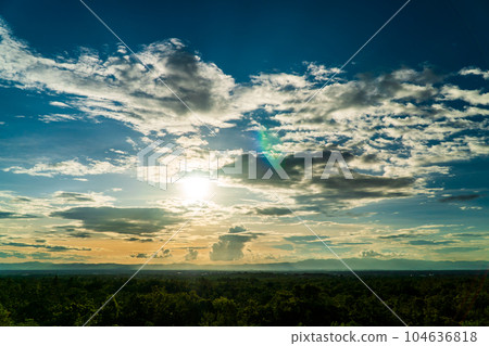 colorful dramatic sky with cloud at sunset. colorful dramatic sky with cloud at sunset. 104636818
