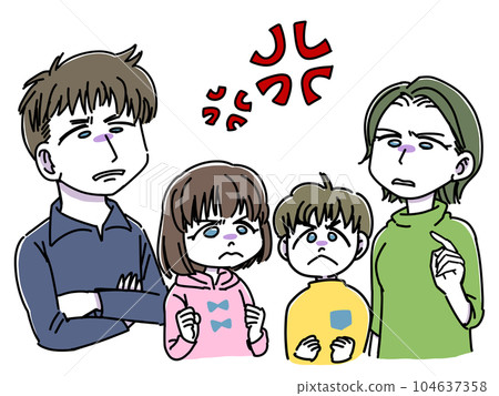 一家四口的各種表情：憤怒 104637358