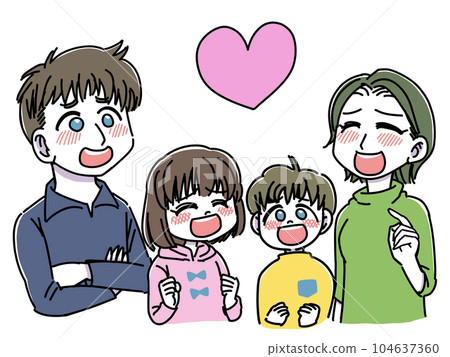 一家四口的各種表情“心” 104637360